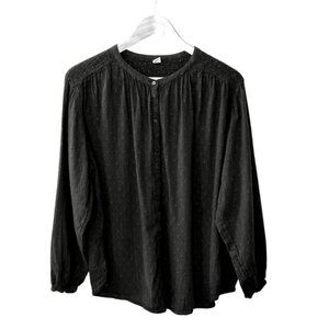 Old Navy Women's Blouse Long Sleeve Clip Dot Poet Button Down Oversized Size L